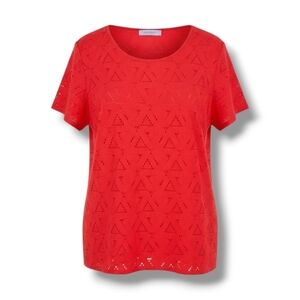 Marc New York Andrew Marc Women’s Red Eyelet Blouse Large Nylon Blend